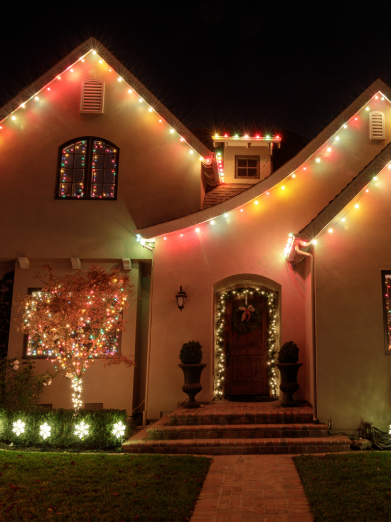 A house with christmas lights.
